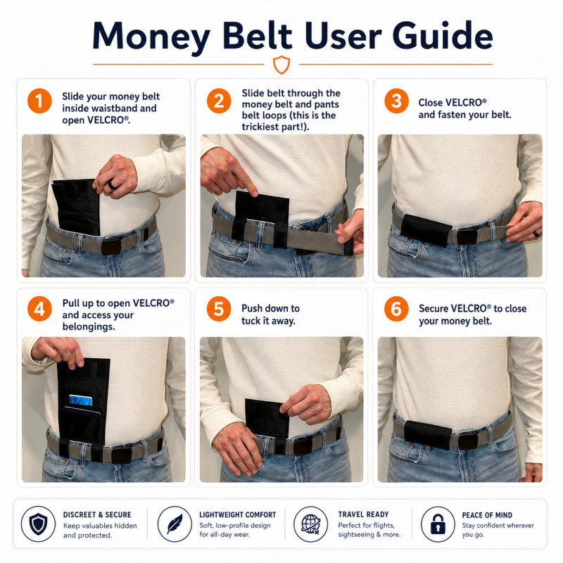 Anti Theft Hidden Wallet | Waist Belt Money Pouch for Passport, Phone & Cards
