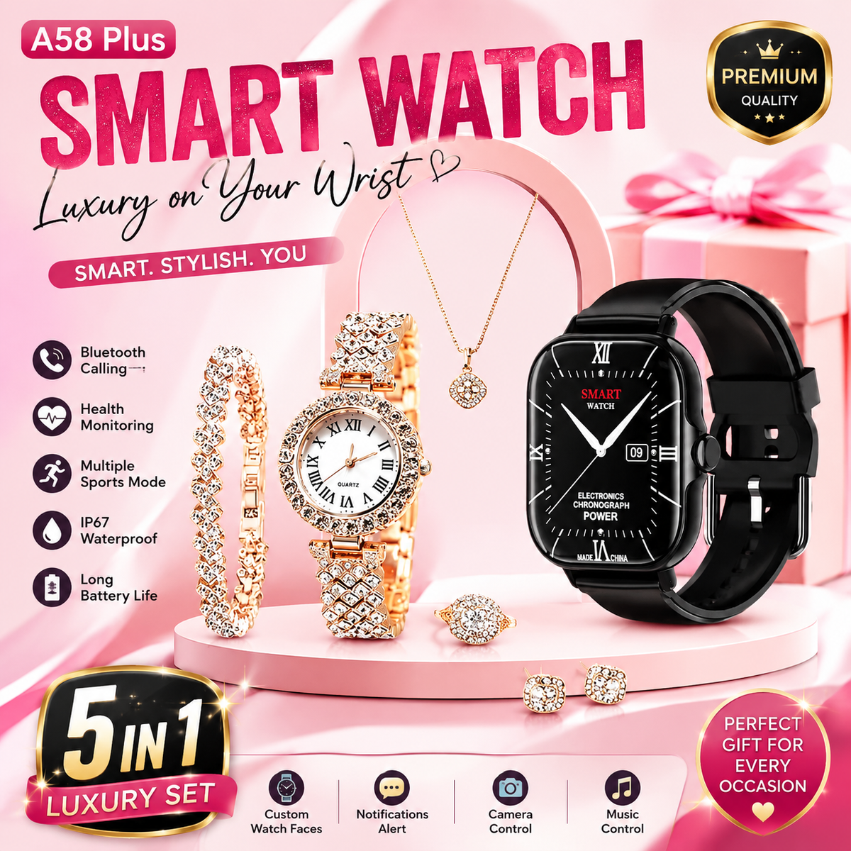 ( 8 in 1 ) A58 Plus Smart Watch