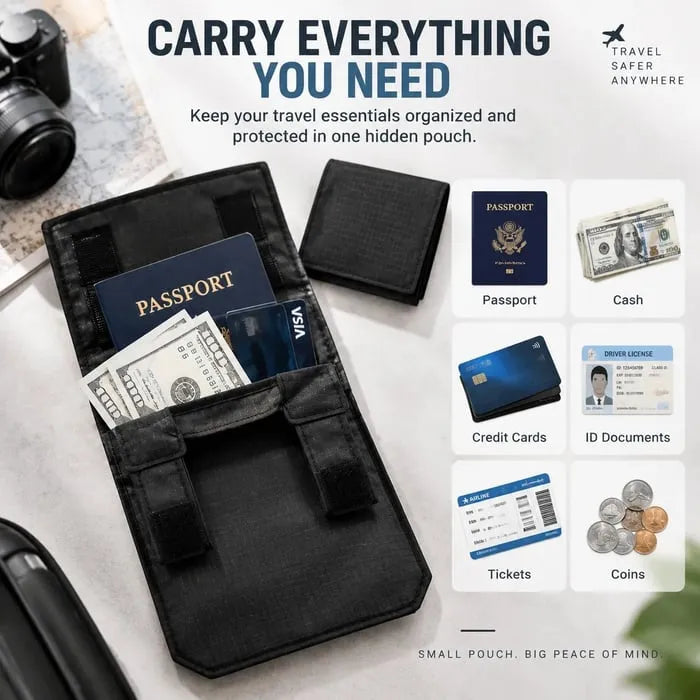 Anti Theft Hidden Wallet | Waist Belt Money Pouch for Passport, Phone & Cards